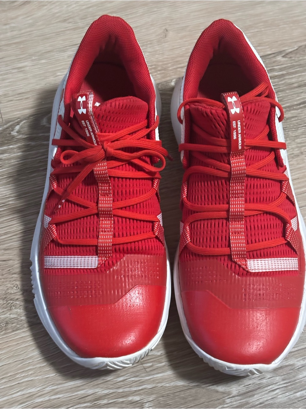 Under Armour Women’s Red Athletic Training Sneakers with White Trim